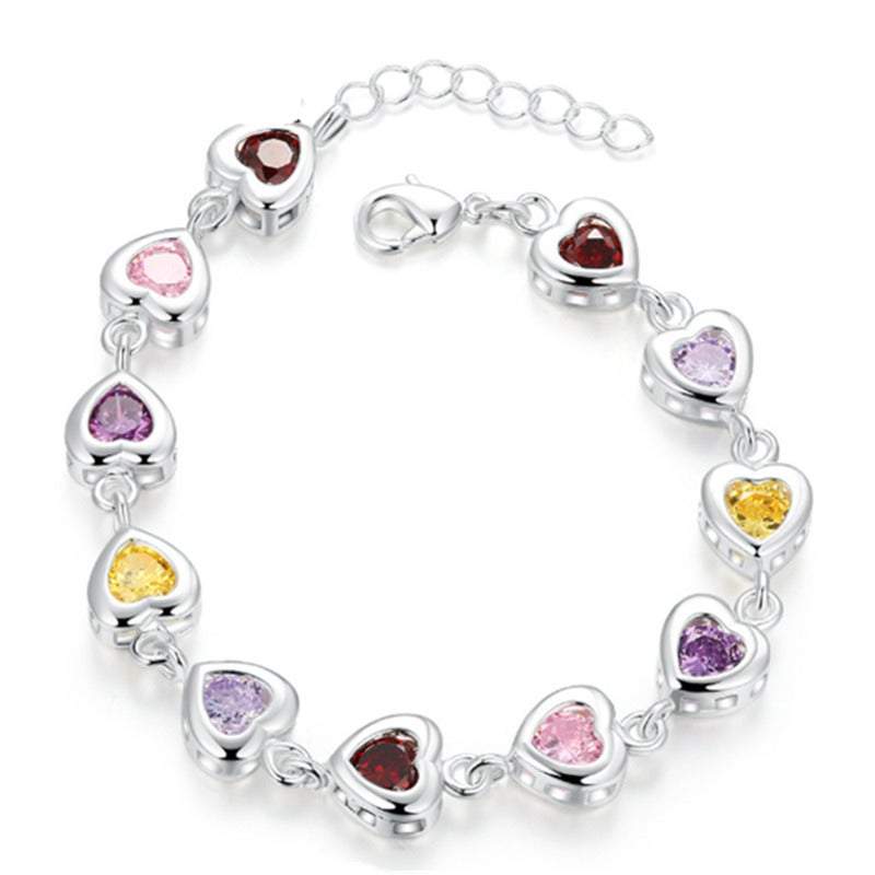 Veile Studios Multi Coloured Heart Shaped Crystal Stone Jewellery Fashion Bangles Bracelet Bracelets