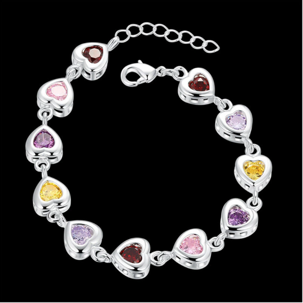 Veile Studios Multi Coloured Heart Shaped Crystal Stone Jewellery Fashion Bangles Bracelet Bracelets