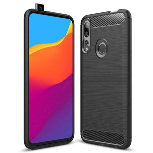 Shockproof Carbon Fiber Phone Case For Huawei Y9 Prime 2019 / Smart Z Black Cases Covers & Skins