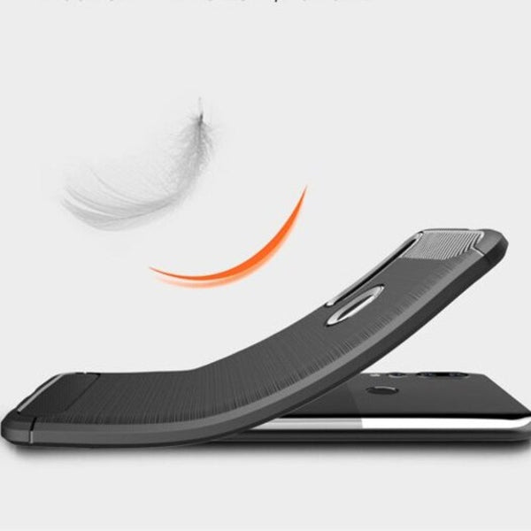 Shockproof Carbon Fiber Phone Case For Huawei Y9 Prime 2019 / Smart Z Black Cases Covers & Skins