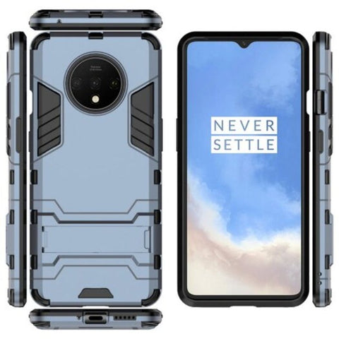 Shockproof Solid Hard With Stand Phone Case For Oneplus 7T Mist Blue