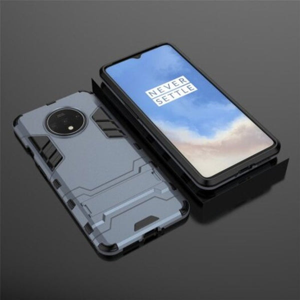 Shockproof Solid Hard With Stand Phone Case For Oneplus 7T Mist Blue