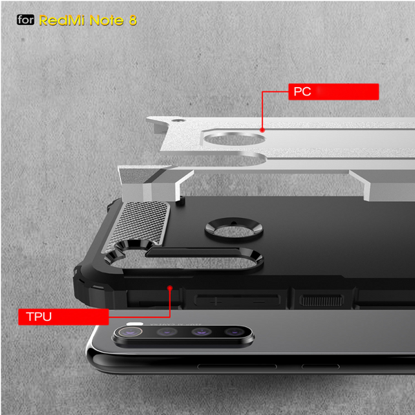 Shockproof Rugged Hybrid Armor Phone Case For Xiaomi Redmi Note 8 Black Cases Covers & Skins
