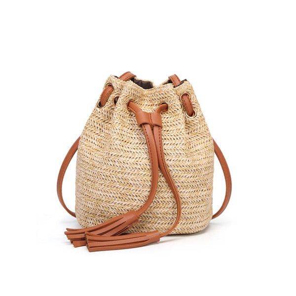 Women's Bags & Handbags Shoulder Bag Summer Beach Girls Fashion Top Handle Handbag Double Fringed Bucket Messenger