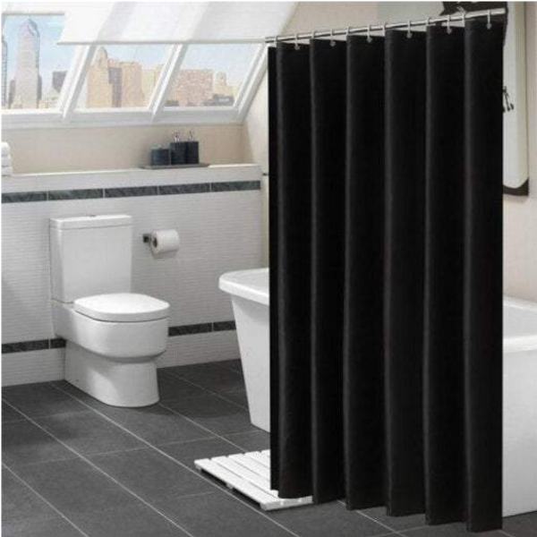 120180 Mildew Proof Waterproof Plain Pattern Bath Bathroom Partition Black Shower Curtains
