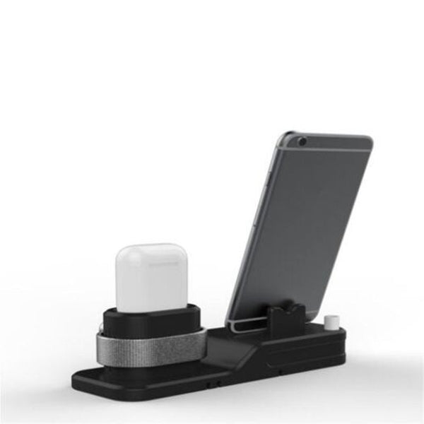 Silicone 3 In 1 Charging Stand Holder Dock For Iphone Apple Watch / Airpods Black Chargers & Docking Stations