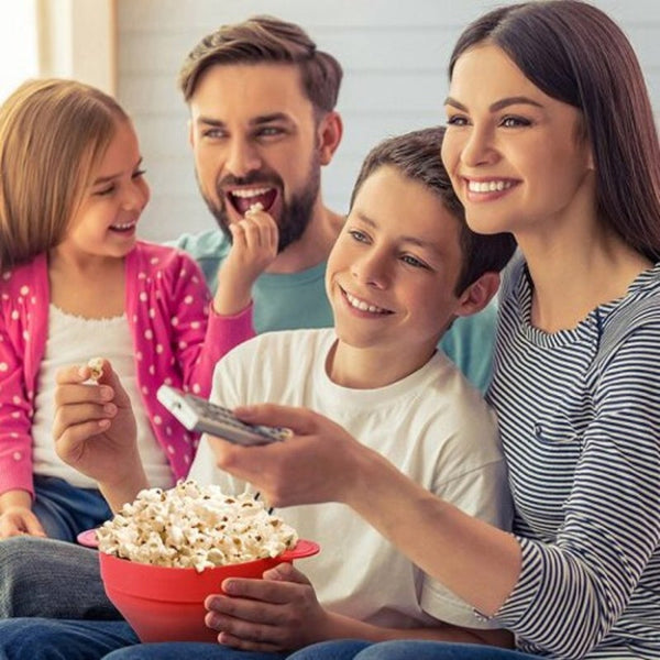 Popcorn Bowl High Temperature Resistant Silicone Bucket With Lid Orange Popcorn Makers