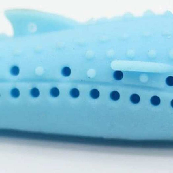 Silicone Fish Type Pet Cat Toothbrush Catnip Bite Clean Molar Toy Stick Deep Sky Blue