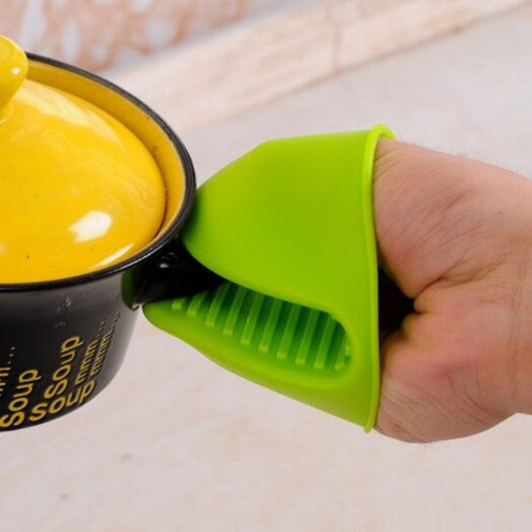 Silicone Heat Resistant Clip Mitt Green Oven Mitts & Potholders