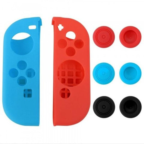 Silicone Skin Case With 6Pcs Thumb Stick Caps For Nintendo Switch Controller Multi A