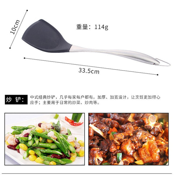 Silicone Spatula Set Non Stick Cookware Tableware Heat Resistant Bpa Toxic Cooking Utensils