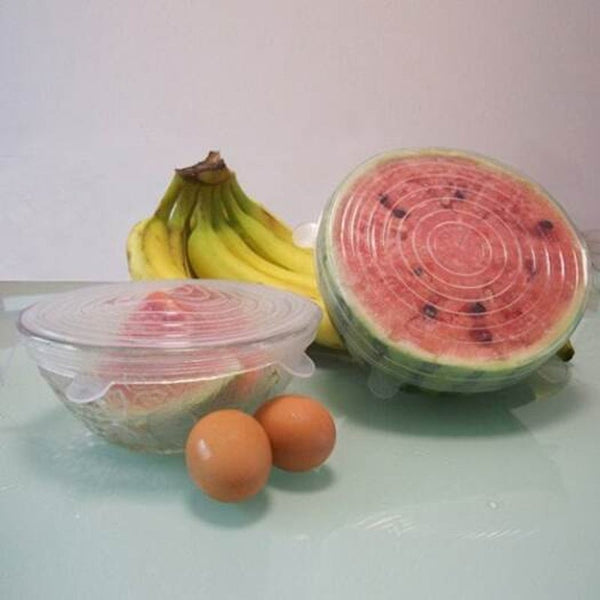 Silicone Stretch Lids 6Pcs / Pack Transparent Cling Film Foil & Food Wraps