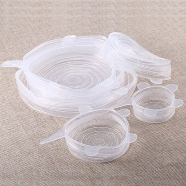 Silicone Stretch Lids 6Pcs / Pack Transparent Cling Film Foil & Food Wraps