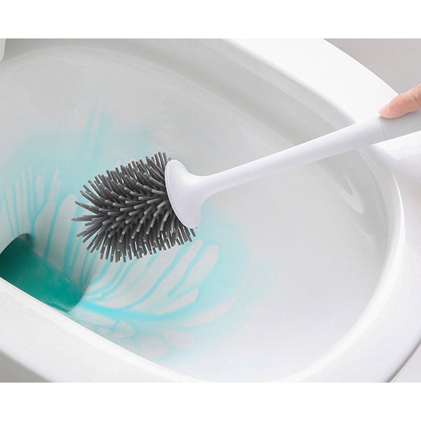 Silicone Toilet Brush Soft Bristle Wall Mounted Bathroom Holder Set Clean Tool Durable Floor Standing