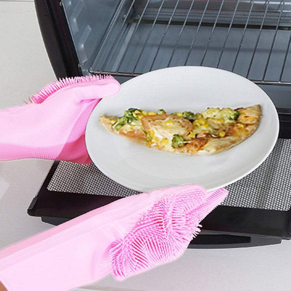 Rubber Gloves Magic Silicone Dishwashing Cleaning Household Brush Reusable Scrubber