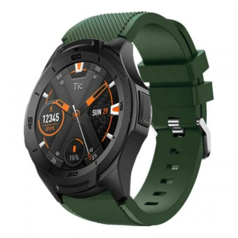 Silicone Watch Band Wrist Strap For Ticwatch Pro / S2 E2 Army Green Watch Bands