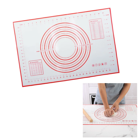 X Large Silicone Pastry Mat Thick Non Stick Baking With Measurement 40*60 Cm Fondant Counter Dough Rolling Oven Liner Pie Crust Red