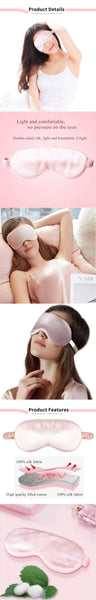Black Or Pink Pure Silk Eye Mask Soft Sleeping Blindfold