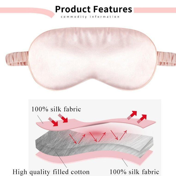Black Or Pink Pure Silk Eye Mask Soft Sleeping Blindfold Sleep Masks