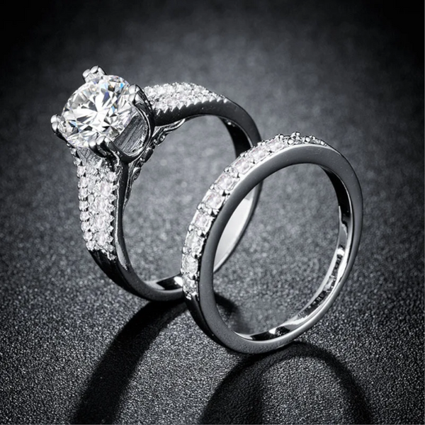 Veile Studios Gold Plated Silver Plated Couple Ring Wedding Engagement Jewelry Rings