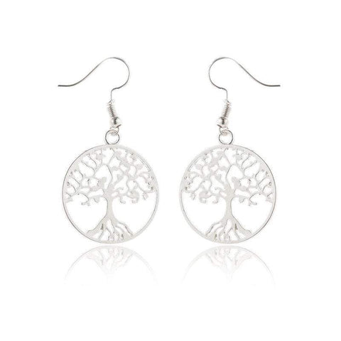 Earrings Silver Titanium Steel Life Tree Pop Jewellery