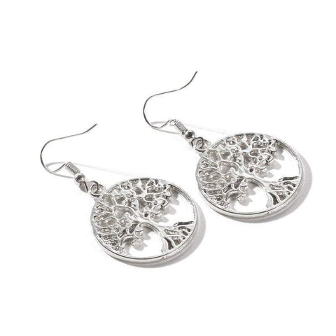 Earrings Silver Titanium Steel Life Tree Pop Jewellery