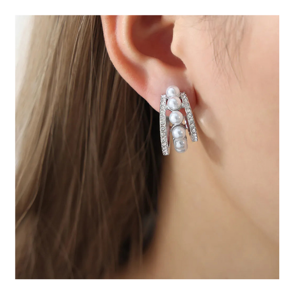 Pearl Titanium Steel C Hoop Earrings