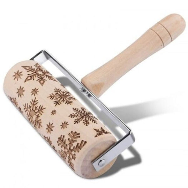 Simple Durable Eco Friendly Kitchen Utensils Christmas Print Rolling Pin Cookie Laser Engraving Birch Baking Pastry Tool Multi Rolling Pins