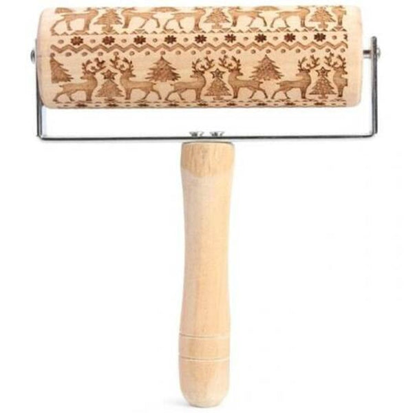 Simple Durable Eco Friendly Kitchen Utensils Christmas Print Rolling Pin Cookie Laser Engraving Birch Baking Pastry Tool Multi Rolling Pins