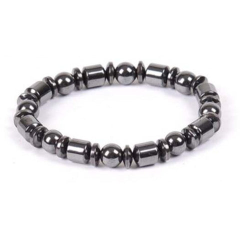 Simple Black Gall Magnet 8 Beads Men's Bracelet Graphite