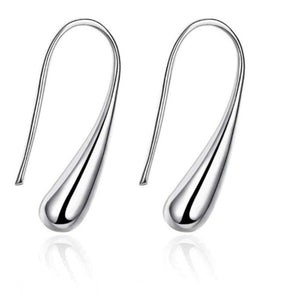 Earrings Simple Drop Hook Sterling Silver Tear