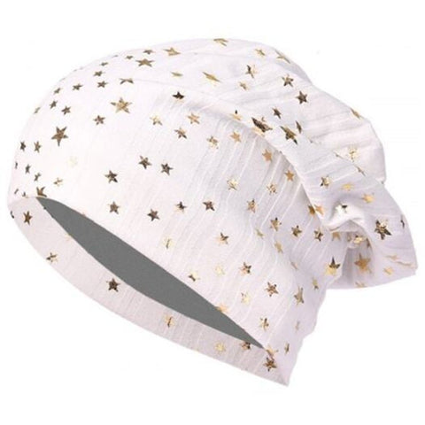 Simple Small Five Star Pile Hat White