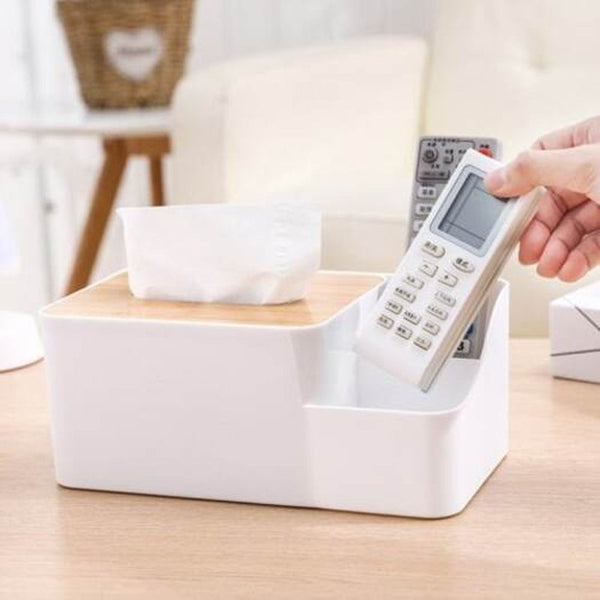 Simple Cover Tissue Box Desktop Sub Grid Storage Bin White Small Size Tissue Box Covers