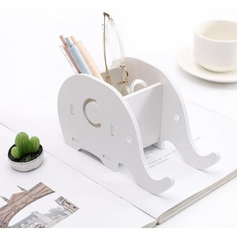 Simple Wooden Desktop Elephant Storage Box White 1018.18Cm