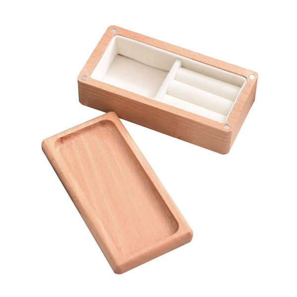 Simple Multi Grid Solid Wood Jewelry Box Earrings Necklaces Rings Storage Wooden Jewellery Boxes