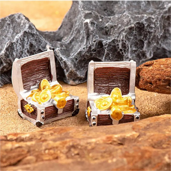 Simulation Treasure Chest Box Antique Resin Fish Tank Landscape Ornaments Decorations