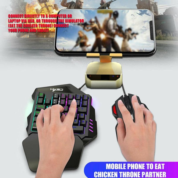 Single Hand One Handed Gaming Keyboard 35 Keys Rgb Backlit Portable Mini Keypad Mouse Set For Pc Ps4 Xbox Gamer Pubg Keyboard & Mouse Bundles