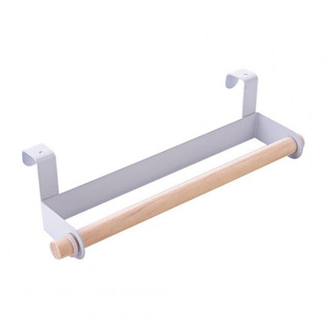 Single Iron Rod Wall Hanging Rack For Bathroom Toilet Roll Paper Kitchen Door Towel Holder Back White