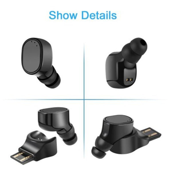 Single Mini Bluetooth Earbud Invisible Wireless Earpiece Sport Headphone With Mic Usb Charging Black Earbuds