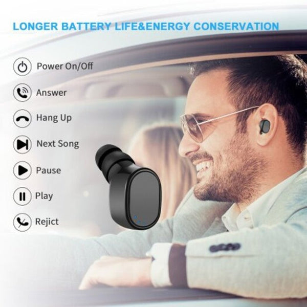 Single Mini Bluetooth Earbud Invisible Wireless Earpiece Sport Headphone With Mic Usb Charging Black Earbuds