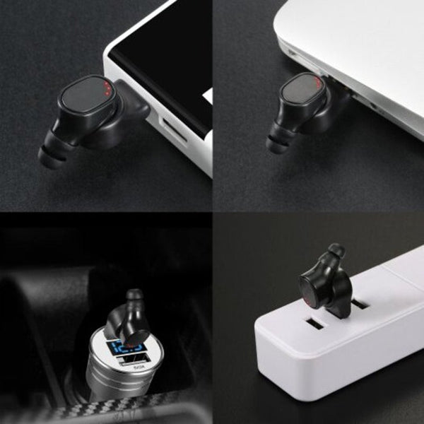 Single Mini Bluetooth Earbud Invisible Wireless Earpiece Sport Headphone With Mic Usb Charging Black Earbuds