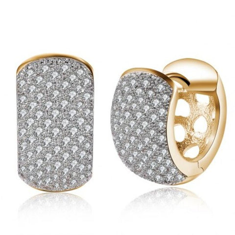Single Row Diamond Studded Romantic Style Earrings Champagne Gold