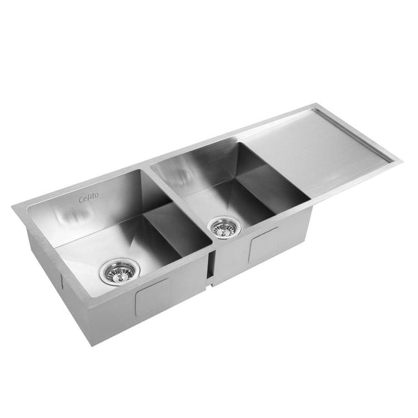 Cefito 111Cm X 45Cm Stainless Steel Kitchen Sink Under/Top/Flush Mount Silver Kitchen Sinks