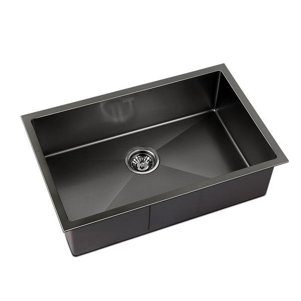 Cefito 70Cm X 45Cm Stainless Steel Kitchen Sink Under/Top/Flush Mount Black Kitchen Sinks