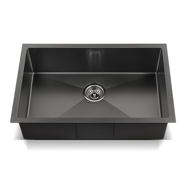 Cefito 70Cm X 45Cm Stainless Steel Kitchen Sink Under/Top/Flush Mount Black Kitchen Sinks