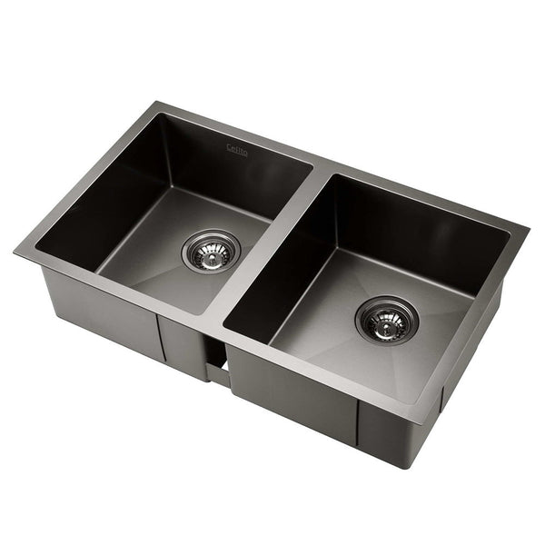 Cefito 77Cm X 45Cm Stainless Steel Kitchen Sink Under/Top/Flush Mount Black Kitchen Sinks