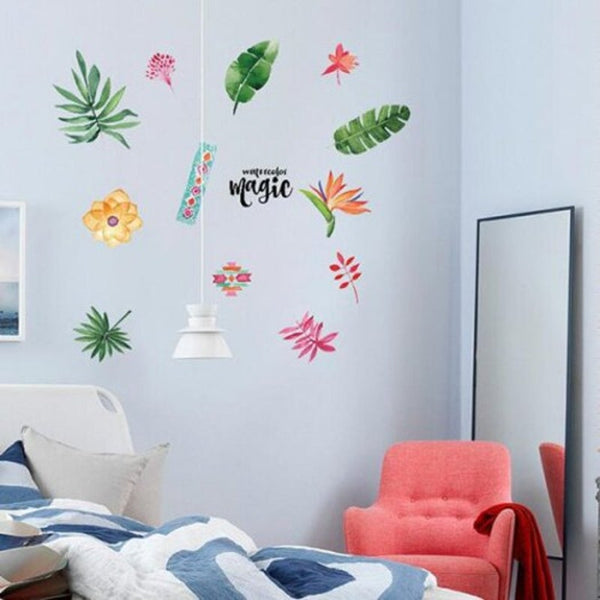 Sk7173 Tropical Plants 3D Decorative Wall Sticker Multi