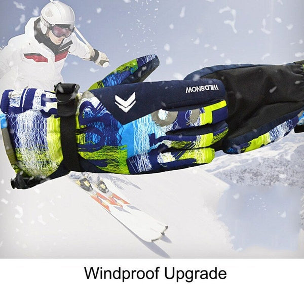 Ski 100 Waterproof Warm Snow Blue Gloves