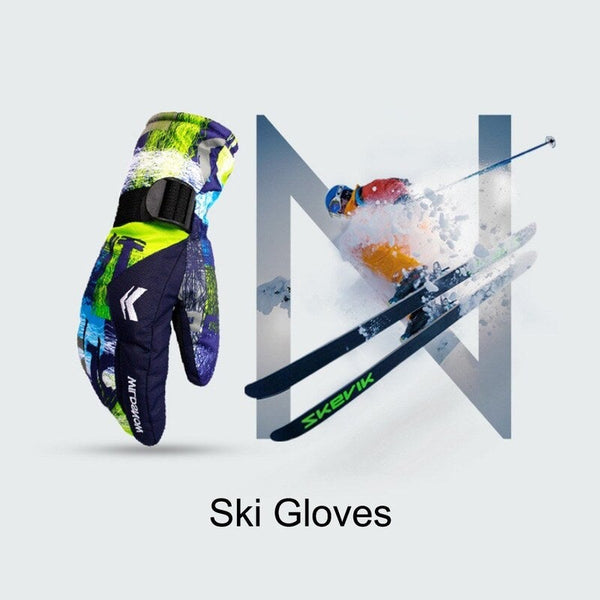 Ski 100 Waterproof Warm Snow Blue Gloves