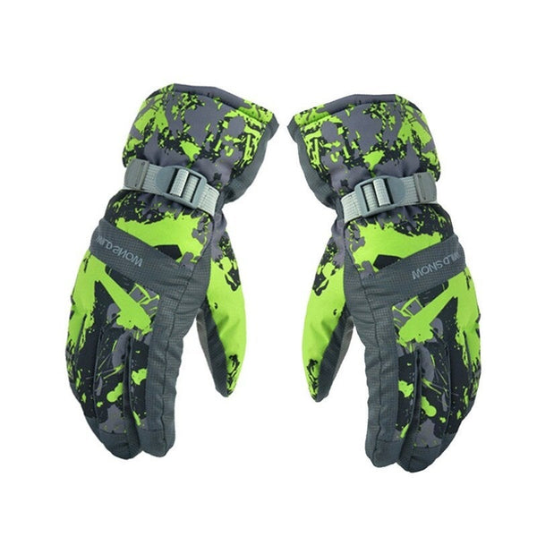 Ski 100 Waterproof Warm Snow Fluorescent Green Gloves